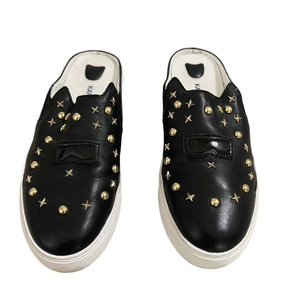Karl Lagerfeld Paris "Eisley" Slip On Mule Sneakers in Black and Gold Size 6.5 - Picture 2 of 9